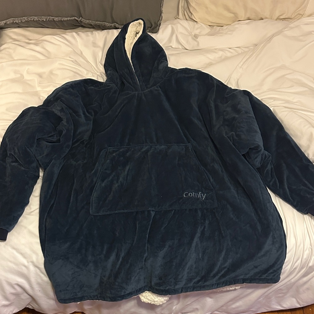 Cozy Blue Hooded Blanket Sweatshirt